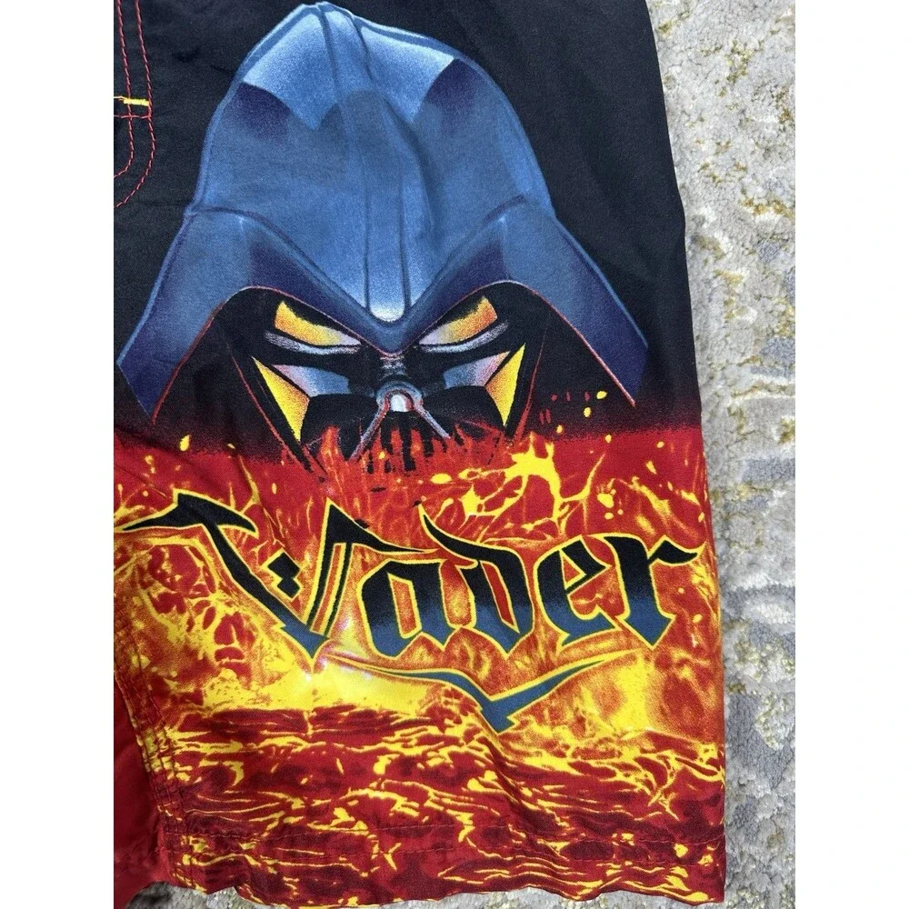 Vtg Star Wars Darth Vader Swim Trunks Boys Size L Lava Mustafar Fire Y2K